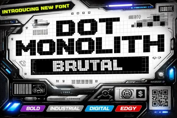 Dot Monolith Brutal: A Bold Modular Display Font